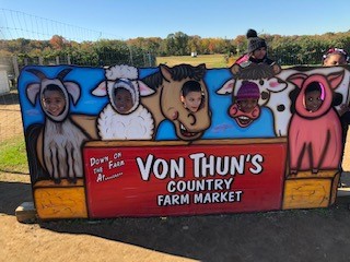 Students pose for fun at the farm