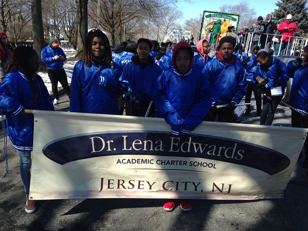 DLEACS marches down Kennedy Blvd. in the St. Patrick's Day parade.