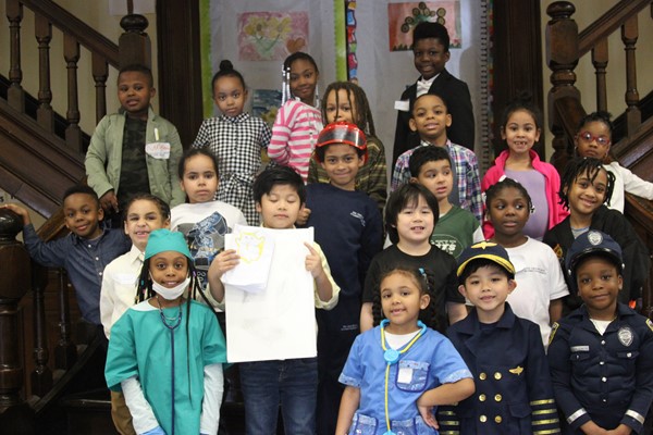 The 1st-grade students dressed for Career Day. 